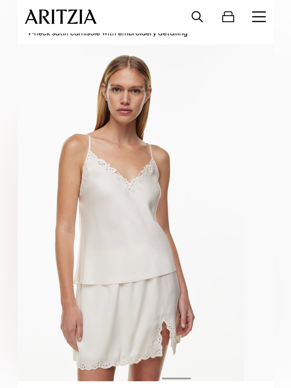 Ten Aritzia Fleur Satin Camisole size small never worn